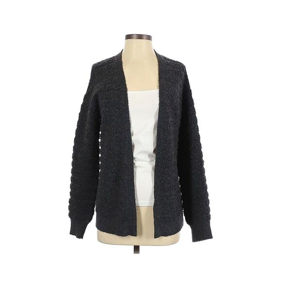 Chelsea 28 Fuzzy Textured Charcoal Gray Open Front Cardigan Sweater Size X-Small - Picture 1 of 4